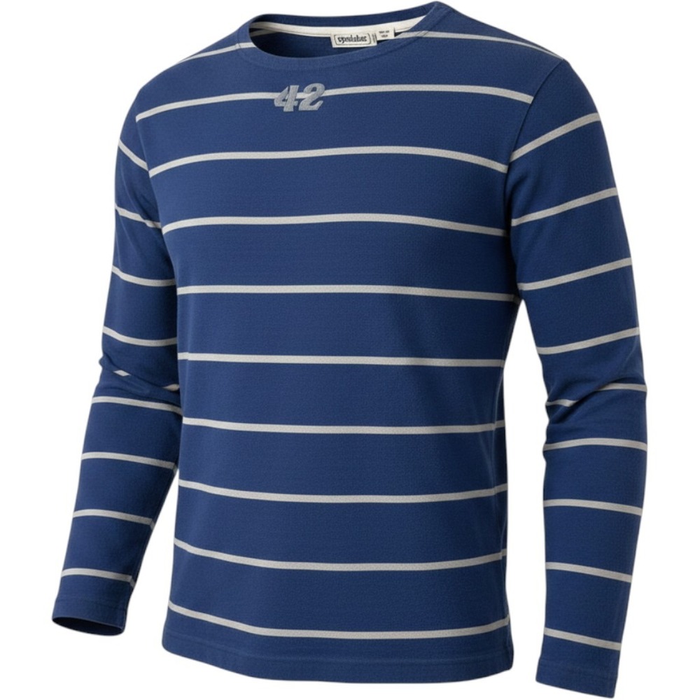 Spectator with MNM Korea Naval Striped Shirt XL‎ Blue Long Sleeve Graphic Tee 42